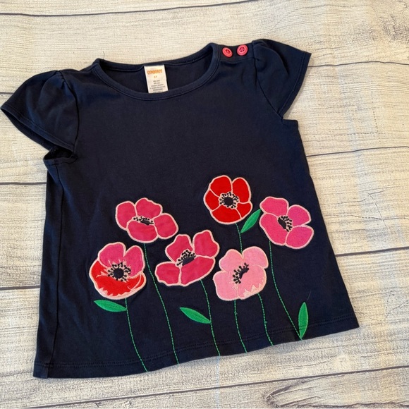 GYMBOREE Navy Blue Kids Shirt with Floral Design/size 5T - Picture 4 of 6